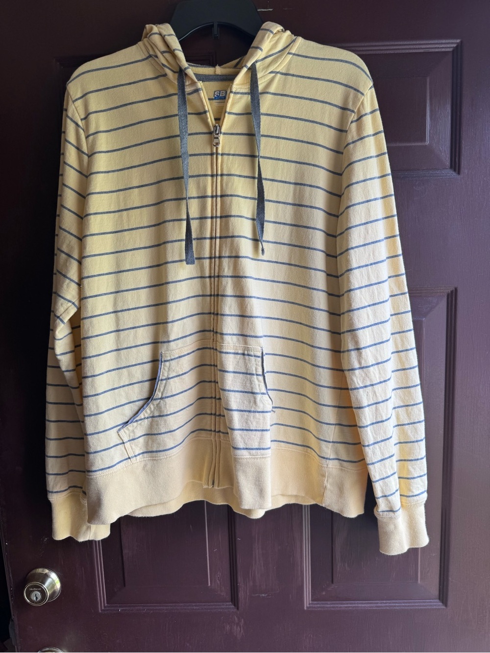 SB Active Yellow & Gray Striped Zip Up Hoodie Size XL